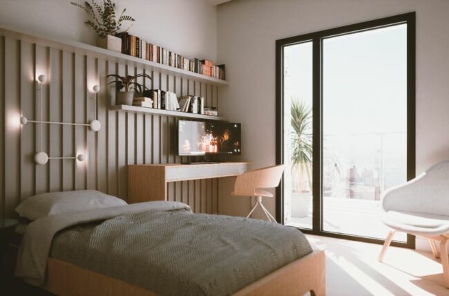 Dormitorios individuales cómodos y funcionales en los pisos del Grupo Mayfo en Granada